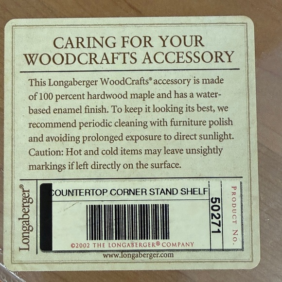 Longaberger countertop Corner Stand Shelf. 100% hardwood maple wooden shelf. - Picture 3 of 4